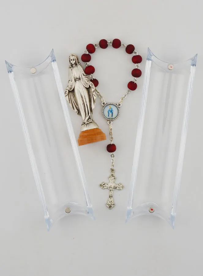 Beeld Maria Wonderdadige op Voet & Tientje Rozenkrans Rozen-Hout (pic 4)