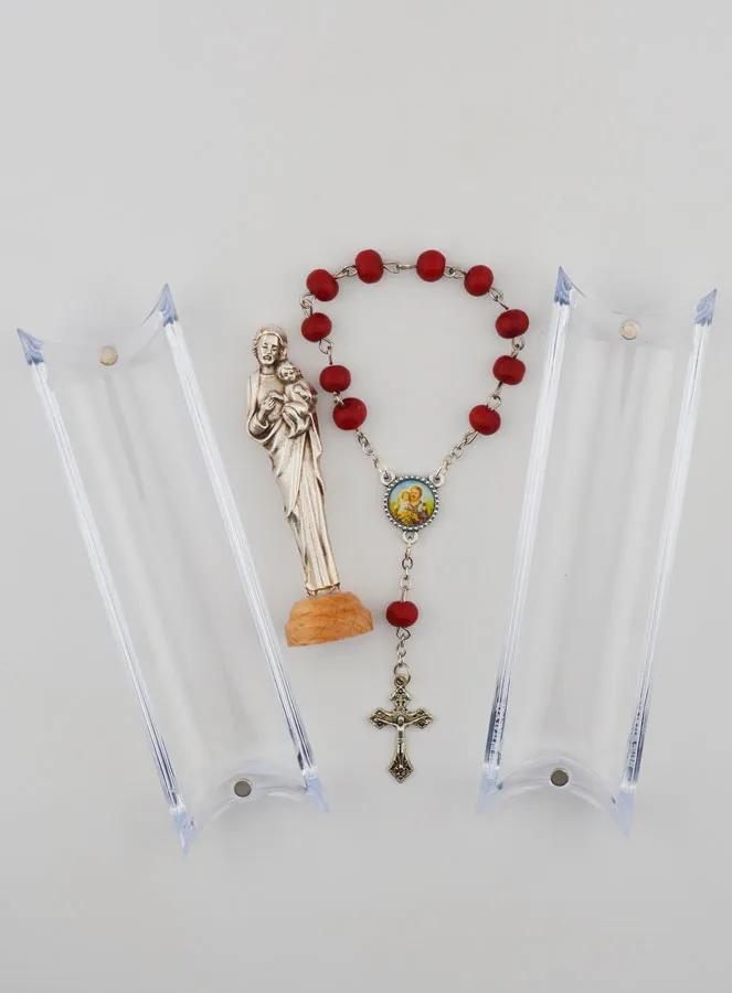 Beeld Heilige Jozef op Voet & Rozenkrans Tientje van Rozenhout (pic 4)