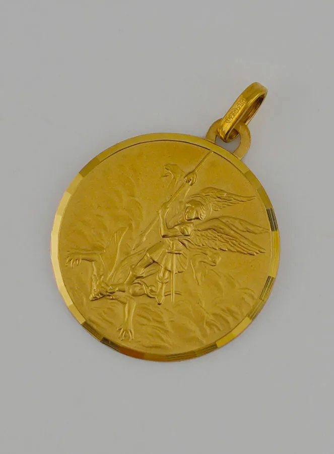 Hanger Heilige Michaël Massief Goud 18 Karaat Glanzend - 18 mm (pic 3)
