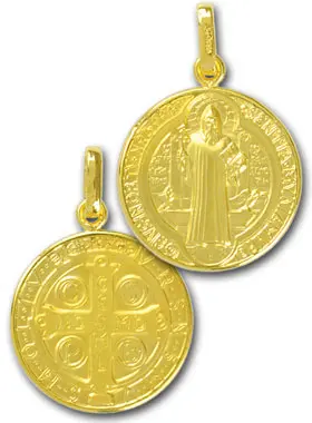 Heilige Benedictus Medaille van 18 karaat Goud - 16 mm (pic 1)