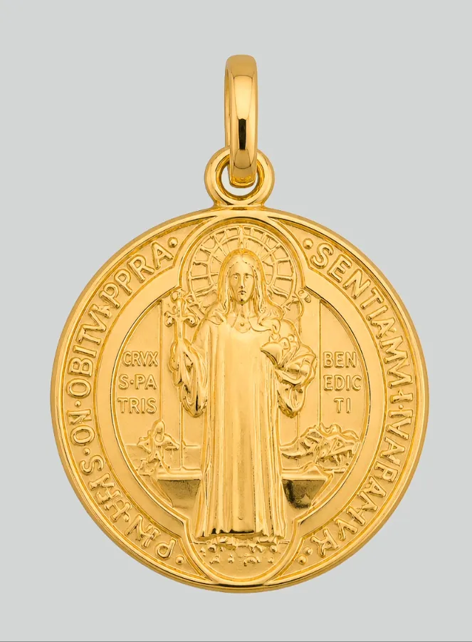 Heilige Benedictus Medaille van 18 karaat Goud - 16 mm (pic 2)