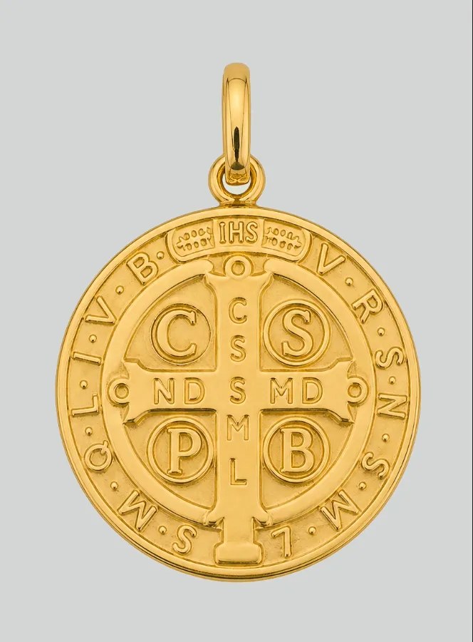 Heilige Benedictus Medaille van 18 karaat Goud - 16 mm (pic 3)