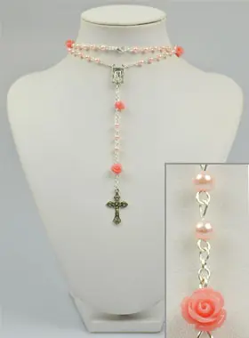 Rozenkrans Collier Trendy Roze Parelmoer (pic 1)