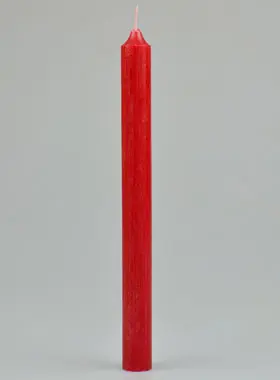 Kandelaarkaars Tafelkaars Robijn Rood Rustiek - 25cm (pic 1)