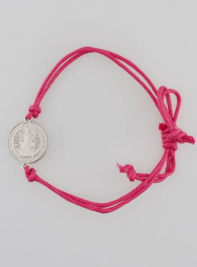 Armband met Sint Benedictus Medaille - Pink Roze (pic 1)