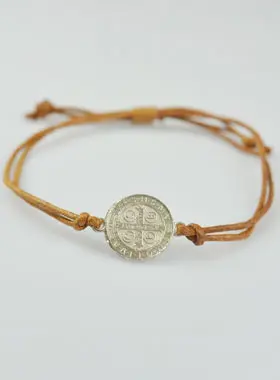 Armband met Medaille Heilige Benedictus - Bruin (pic 1)