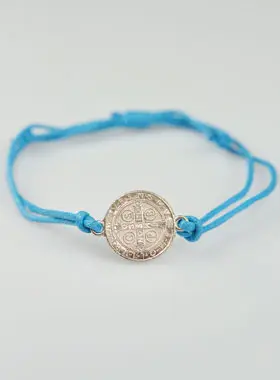 Armband met Medaille St. Benedictus - Licht Blauw (pic 1)