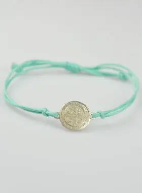 Armband met Medaille Heilige Benedictus - Turkoois Blauw (pic 1)