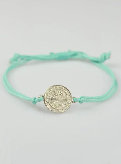 Armband met Medaille Heilige Benedictus - Turkoois Blauw (pic 3)