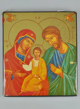 Byzantijns Icoon van de Heilige Familie - 19 cm - Klooster Kunst (pic 1)