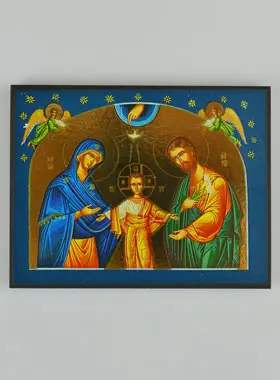 Byzantijns Icoon Heilige Familie met Sterren - 8.5 cm (pic 1)
