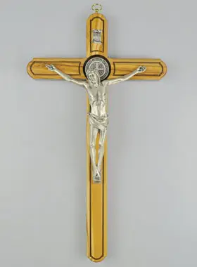 Kruisbeeld Benedictus Olijf Hout - 35 cm (pic 1)
