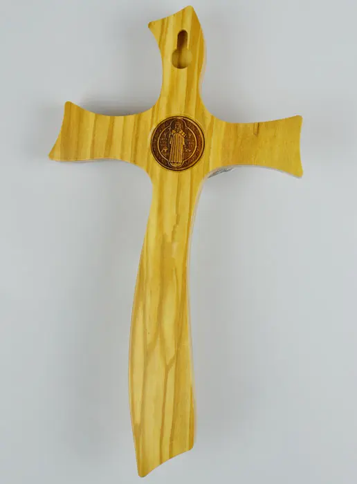 Kruis Heilige Benedictus van Olijfhout - 21 cm (pic 3)
