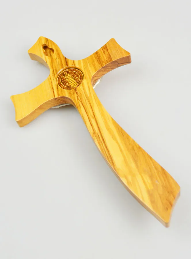Kruis Heilige Benedictus van Olijfhout - 21 cm (pic 4)