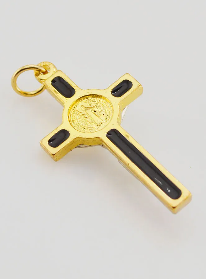 Hanger Kruis Heilige Benedictus Goudkleurig & Zwart (pic 4)