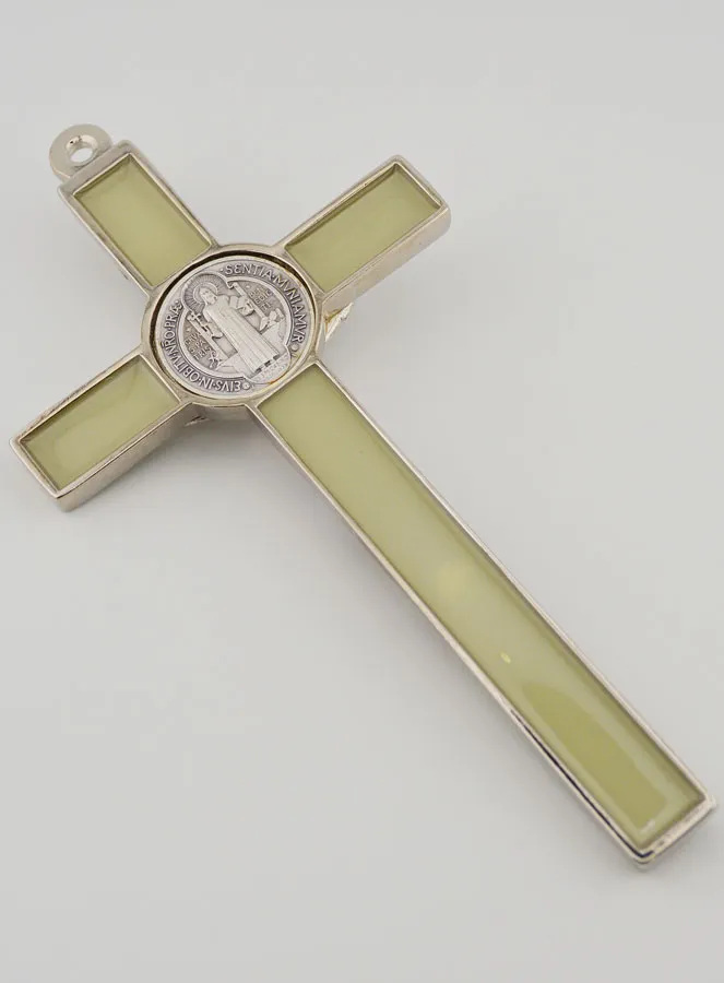 Groot Sint Benedictuskruis Zilver & Fluorescerend - 20cm (pic 4)