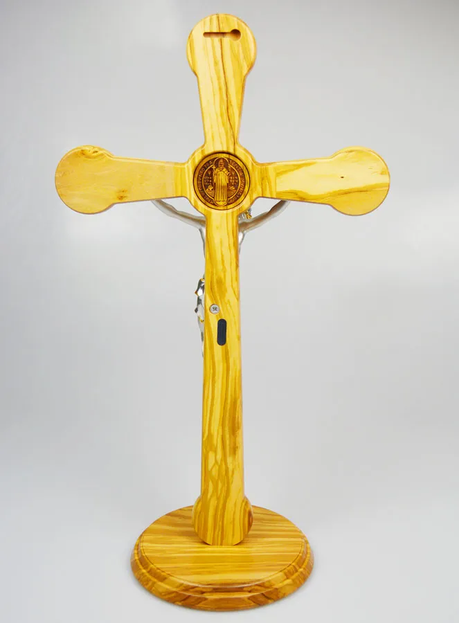 Kruis  Heilige Benedictus van Olijfhout en Brons - 52 cm (pic 4)