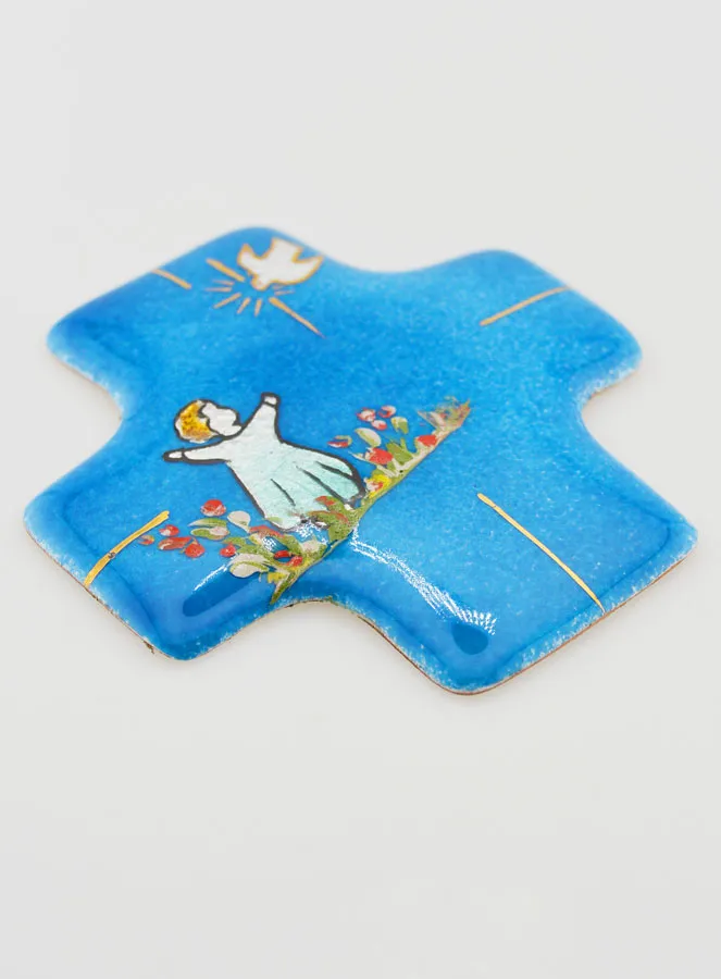 Kruis Tuin van de Heilige Geest Turquoise Emaille van Libanon (pic 3)