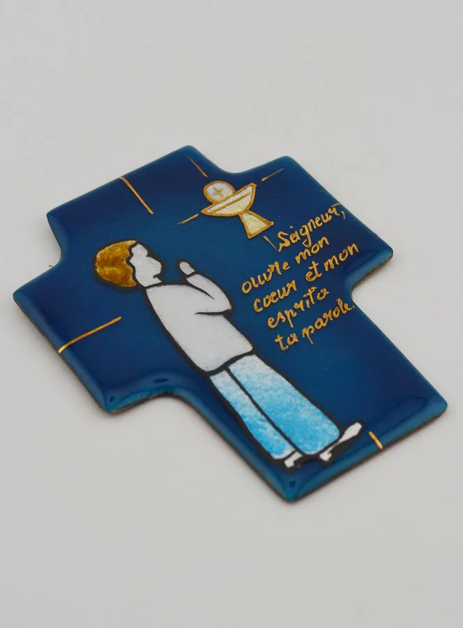 Kruis Communie Jongen met Kelk - Emaille van Libanon (pic 3)