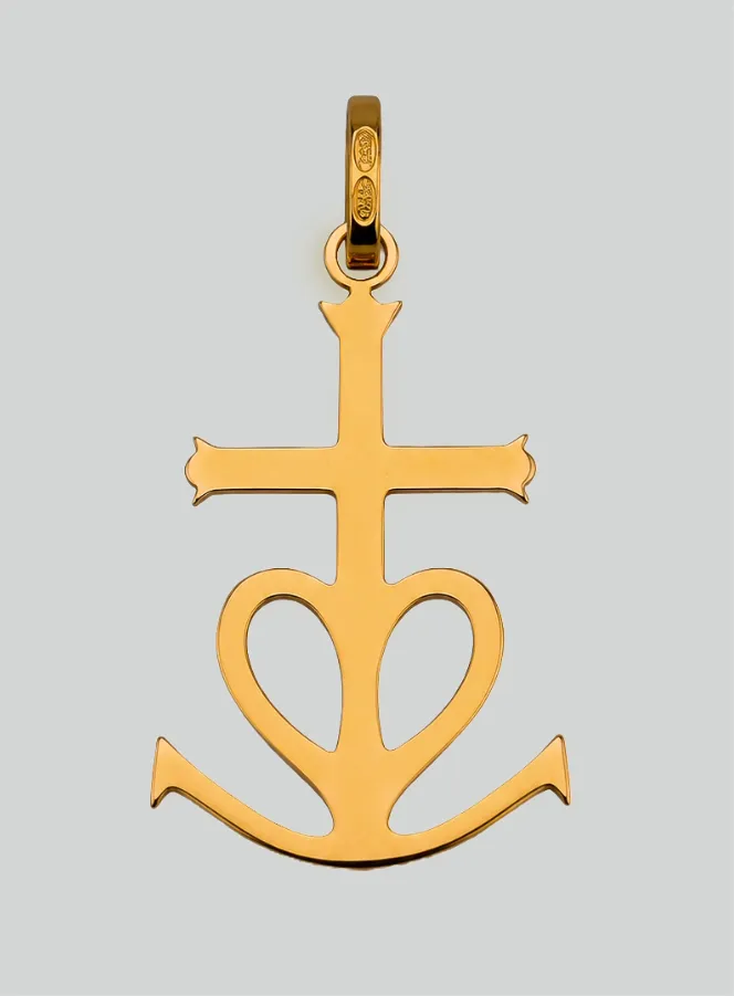 Hanger Kruis Hart Anker Geloof Hoop en Liefde - 20mm - 18 Karaats Goud (pic 3)