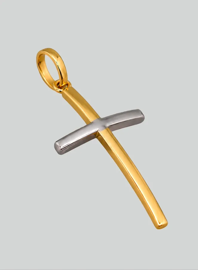 Hanger Kruis van Jezus Geelgoud & Witgoud - 25mm - Massief Goud 18 Karaat (pic 2)