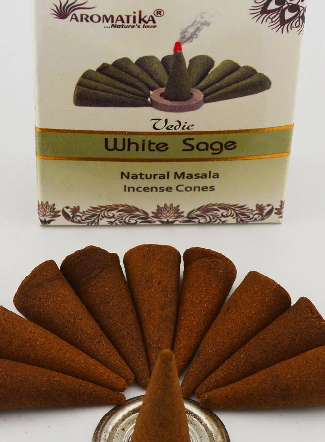 Wierook Witte Salie - Wierookkegels White Sage (pic 4)