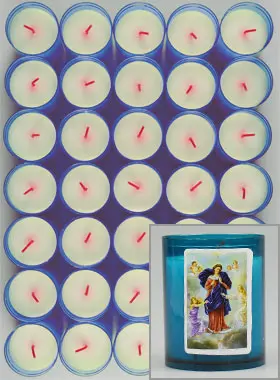 10 Votief Kaarsen Maria die de Knopen Ontwart - Blauw (pic 1)