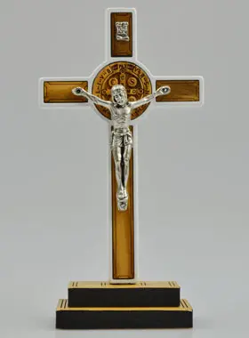Houten Kruis Heilige Benedictus op Voet - 14 cm (pic 1)