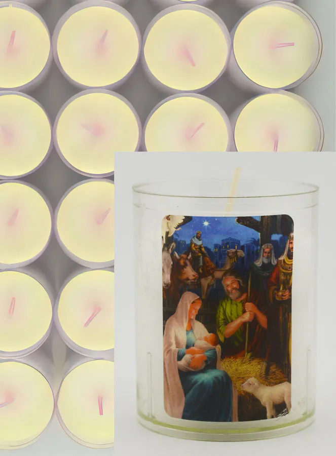 48 Votief Kaarsen Kerstmis Wit - Geboorte van Jezus (pic 3)
