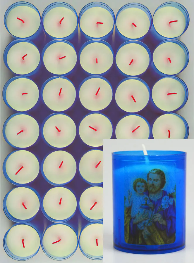 24 Votief Kaarsen Heilige Jozef - Blauw (pic 1)