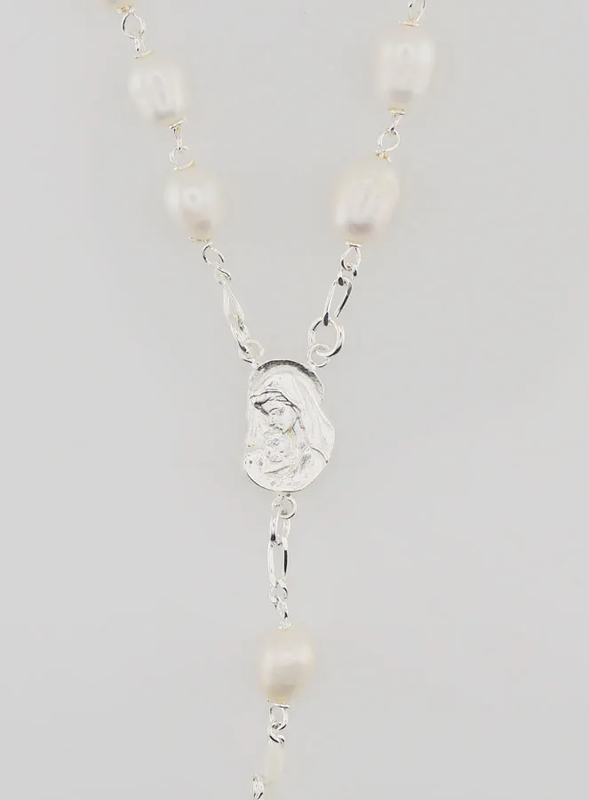 925 Zilveren Rozenkrans & Parelmoer - Glanzende Parels 7mm (pic 4)