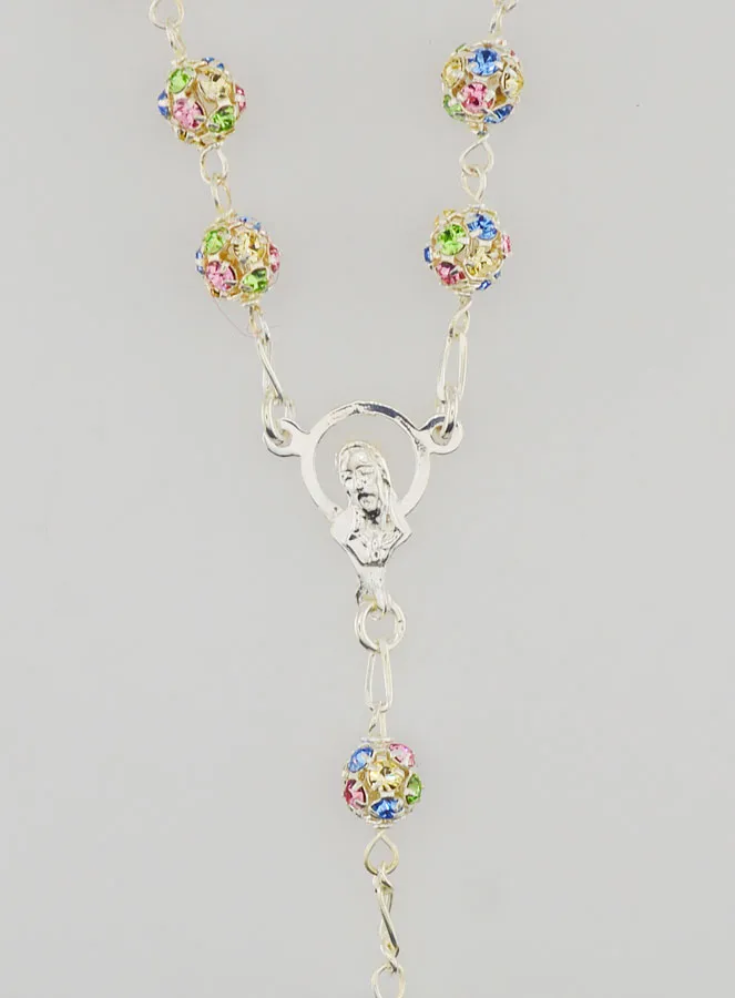 Massief Zilveren Rozenkrans & Kristal Kralen 6mm (pic 4)