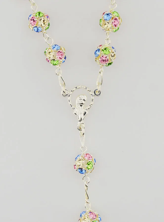 Massief Zilveren Rozenkrans & Kristal Kralen 8mm (pic 4)