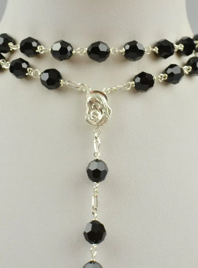 Rozenkrans Zwart Kristal en Sterling Zilver (pic 3)