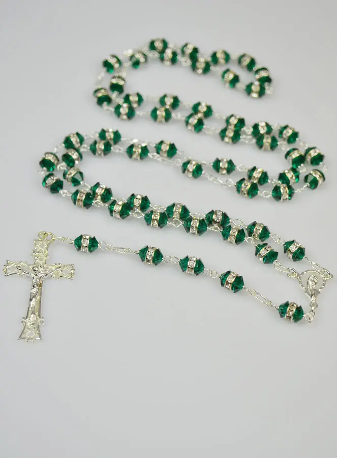 Rozenkrans met Smaragd Groen Kristal en Zilver (pic 2)