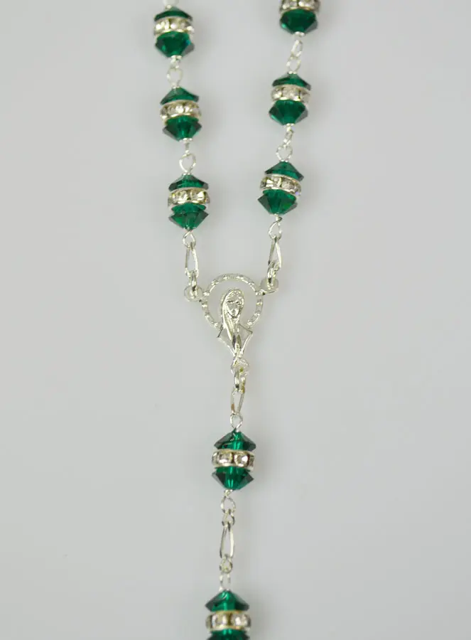 Rozenkrans met Smaragd Groen Kristal en Zilver (pic 3)