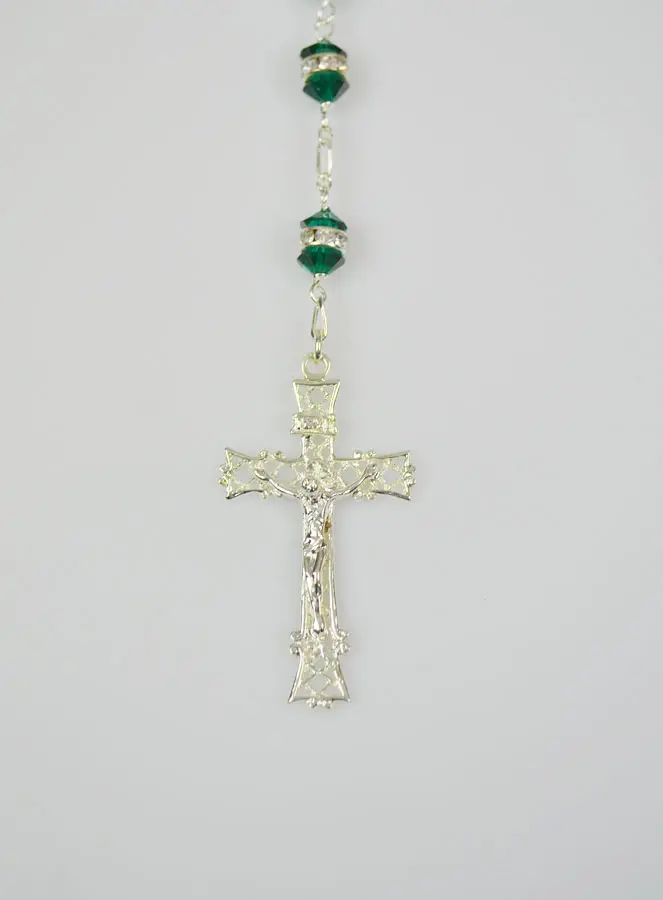 Rozenkrans met Smaragd Groen Kristal en Zilver (pic 4)