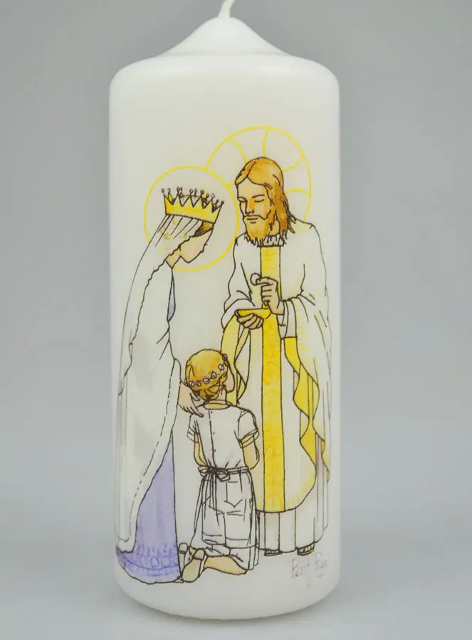Kaars Eerste Communie Ontvang de Eucharistie - Jezus en Maria - Blond Meisje (pic 2)