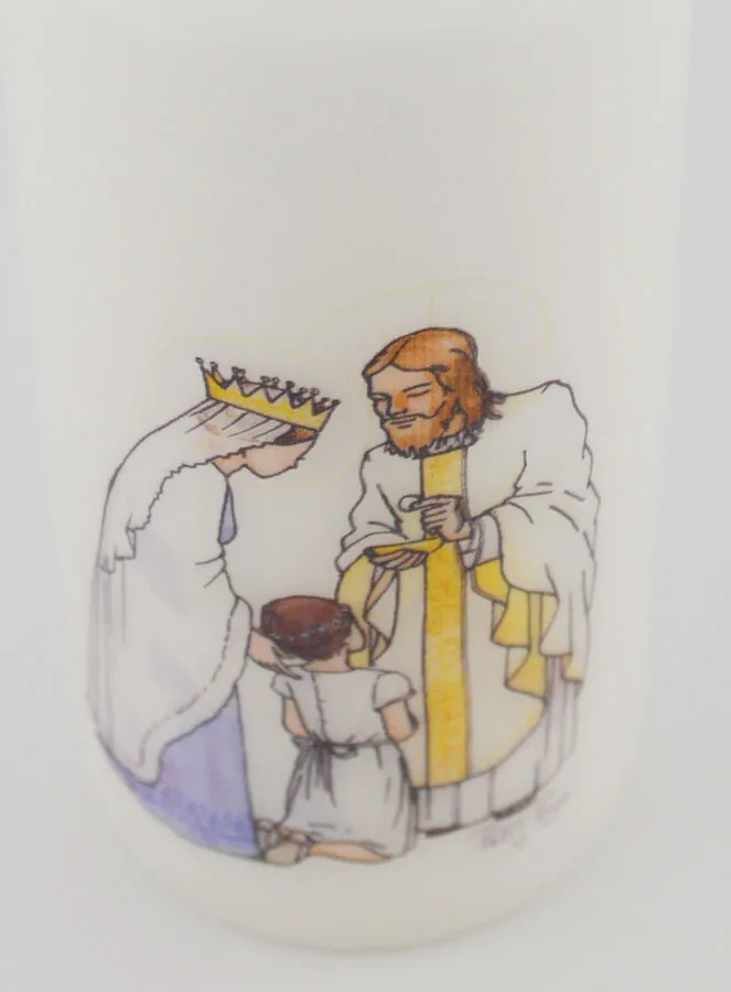 Kaars Eerste Communie Ontvang de Eucharistie - Jezus en Maria - Meisje met Bruin Haar (pic 4)