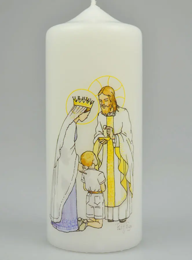 Kaars Eerste Communie Ontvang de Eucharistie - Jezus en Maria - Blonde Jongen (pic 2)