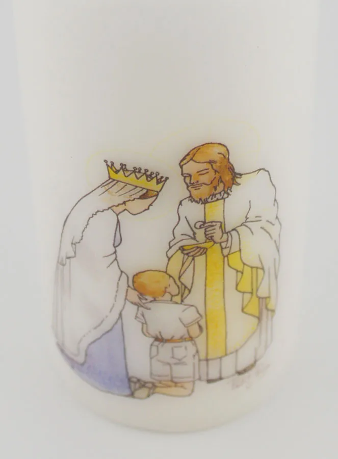 Kaars Eerste Communie Ontvang de Eucharistie - Jezus en Maria - Blonde Jongen (pic 4)