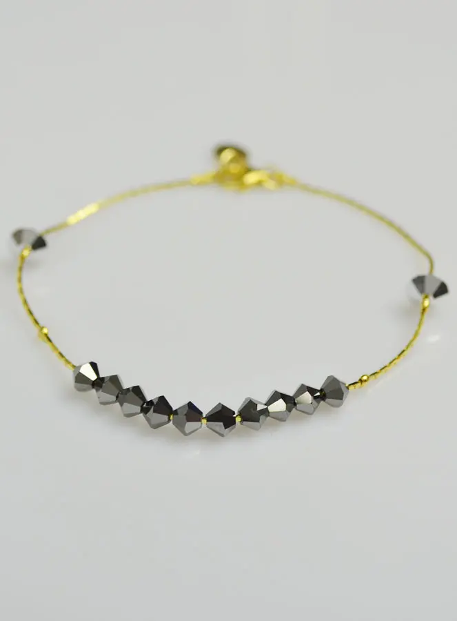 Armband Tientje Zwart Kristal en Goud (pic 4)