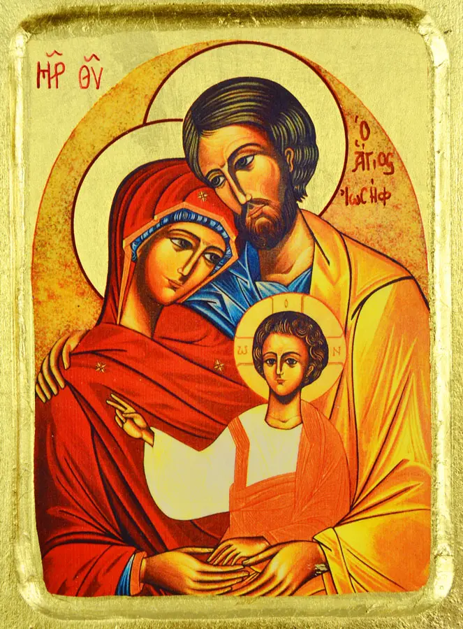 Byzantijnse Icoon van de Heilige Familie - 18cm (pic 3)