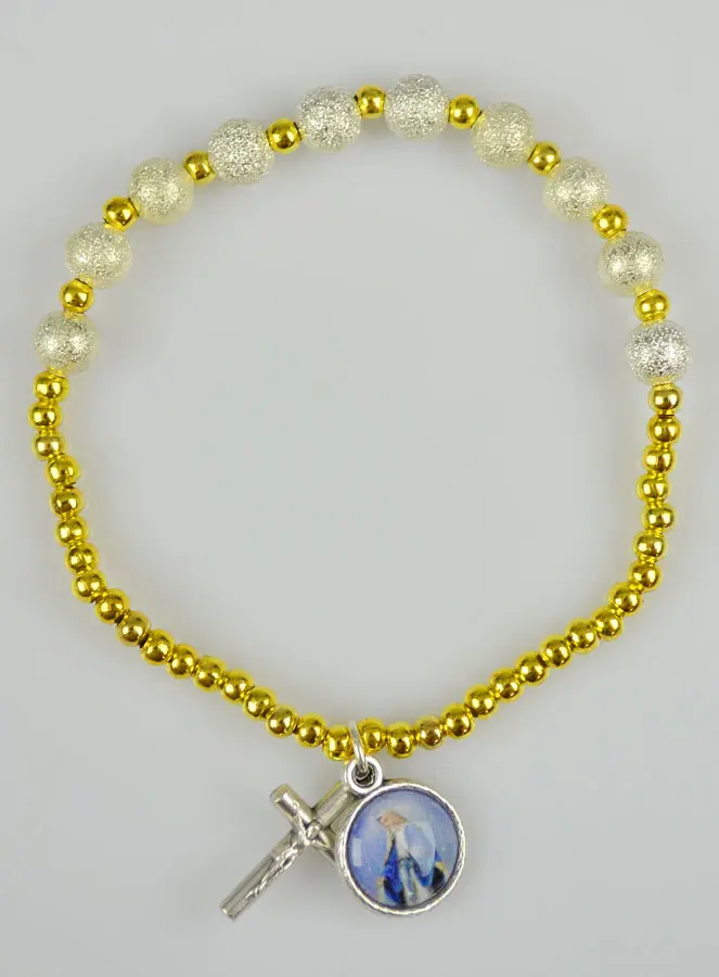 Religieuze Armband Maria Wonderdadige & Kruis & Strass (pic 2)
