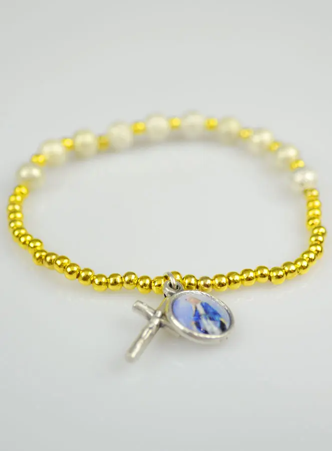 Religieuze Armband Maria Wonderdadige & Kruis & Strass (pic 3)