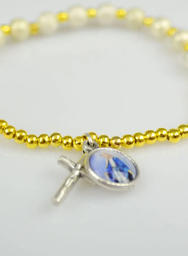 Religieuze Armband Maria Wonderdadige & Kruis & Strass (pic 4)