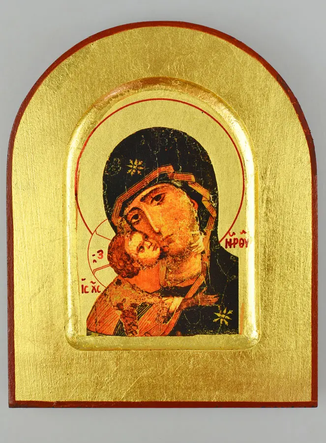 Afgeronde Byzantijnse Icoon - Moeder Gods van Tederheid 13cm (pic 2)