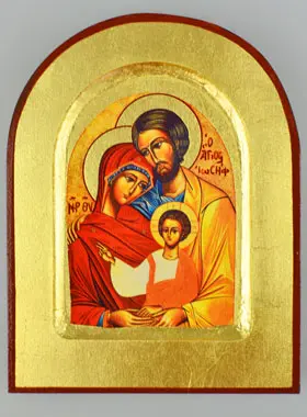 Afgeronde Byzantijnse Icoon - Heilige Familie 13cm (pic 1)