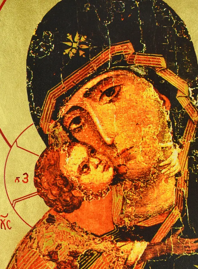 Afgeronde Religieuze Icoon - Onze Lieve Vrouw van Vladimir 19cm (pic 3)