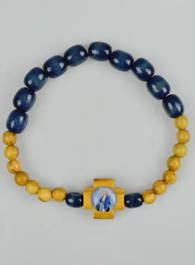 Religieuze Armband Tientje van Hout in Twee Kleuren Blauw en Licht Hour - Maria Wonderdadige (pic 1)